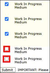 Checkbox for work in progress 